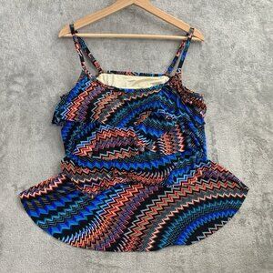 Miraclesuit Tankini Top Womens 12 Zip Line Tiering Up Swimwear Swim Pool Beach